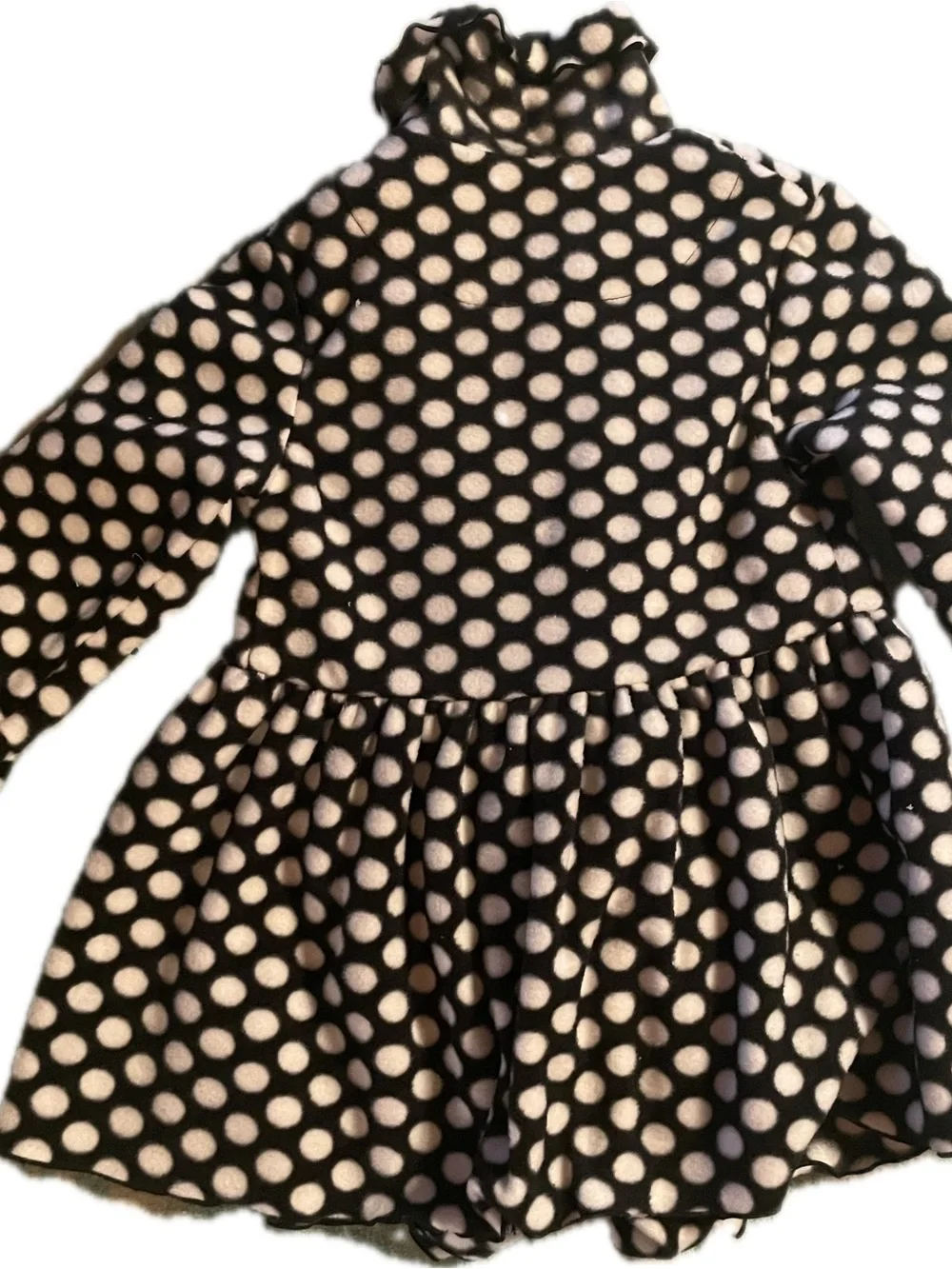 Girls Black & White Polka Dot Ruffle Coat with Buttons